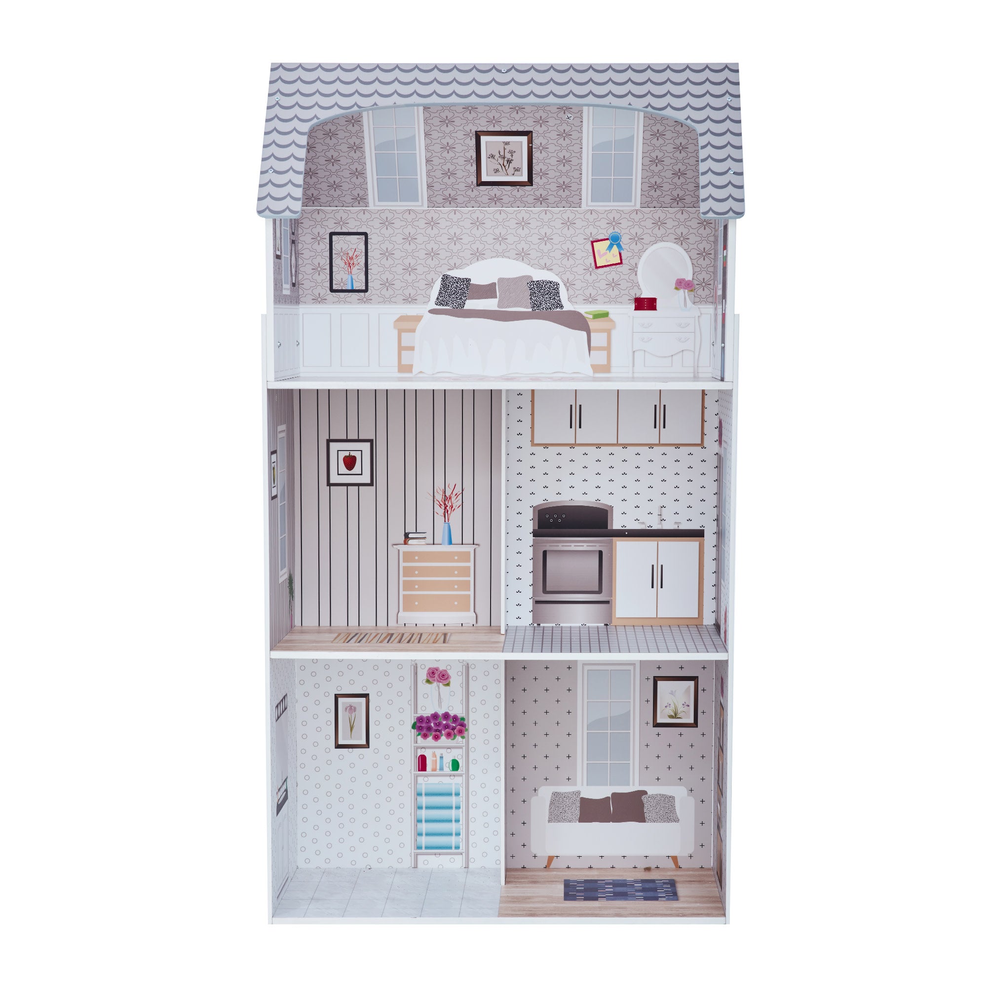 Olivia's Little World Furnished Dollhouse for 12" Dolls, White