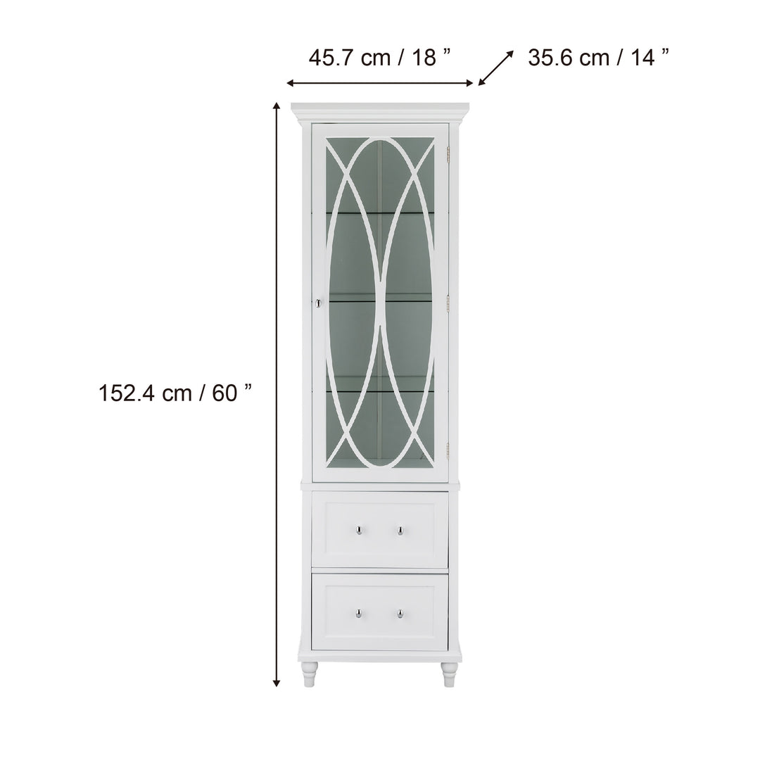 Teamson Home Florence Wooden Linen Tower Cabinet with Storage, White