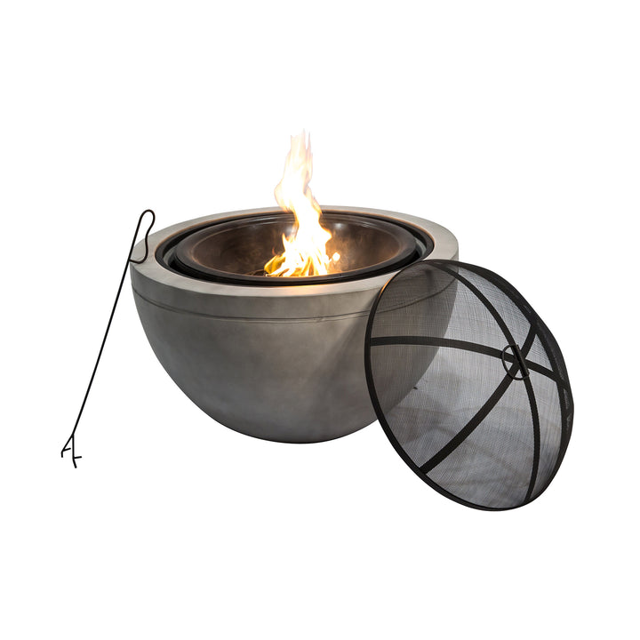 Teamson Home 30" Wood Burning Fire Pit with Faux Concrete Base in Gray.