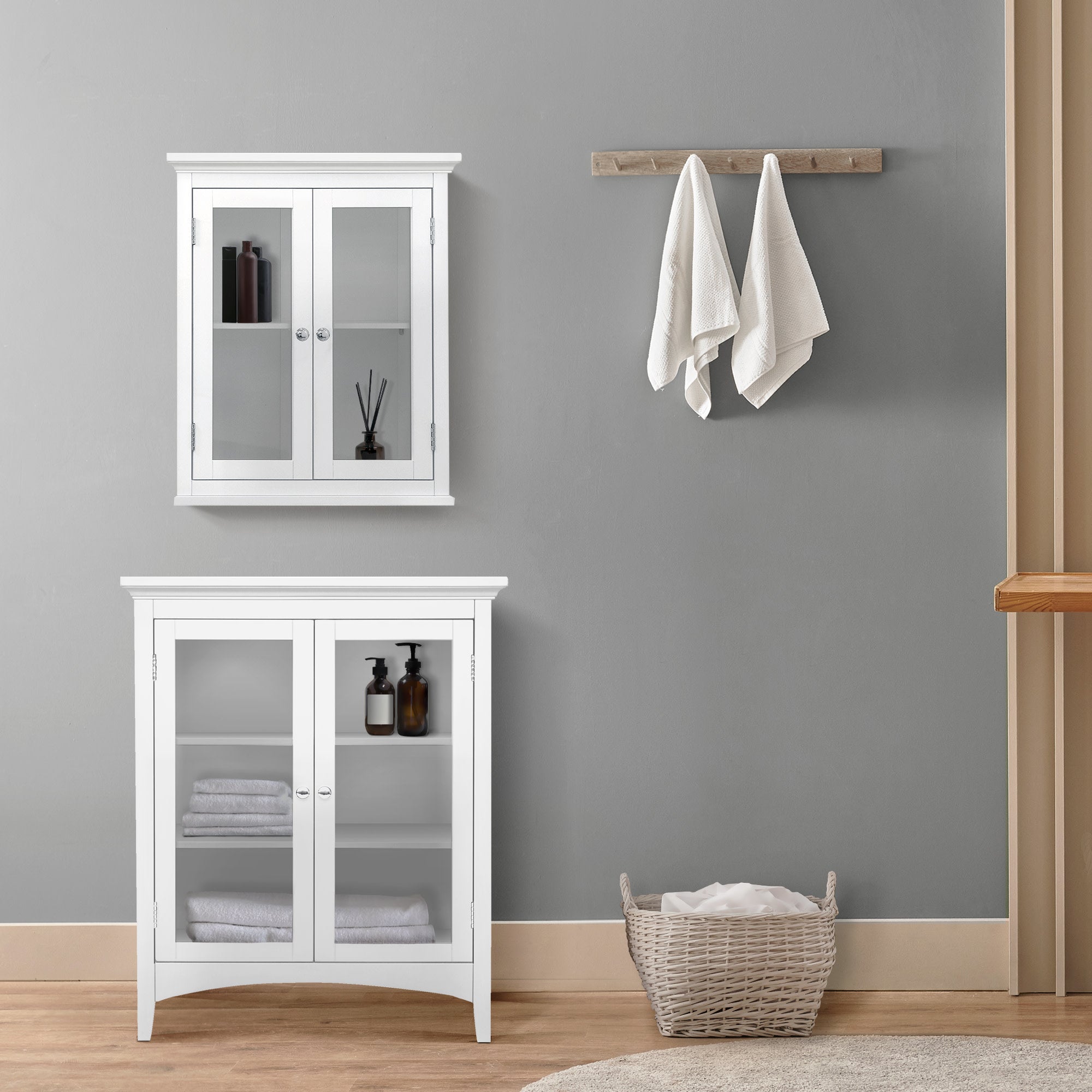 Teamson Home Floor Storage Cabinet, 2 Adjustable Shelves