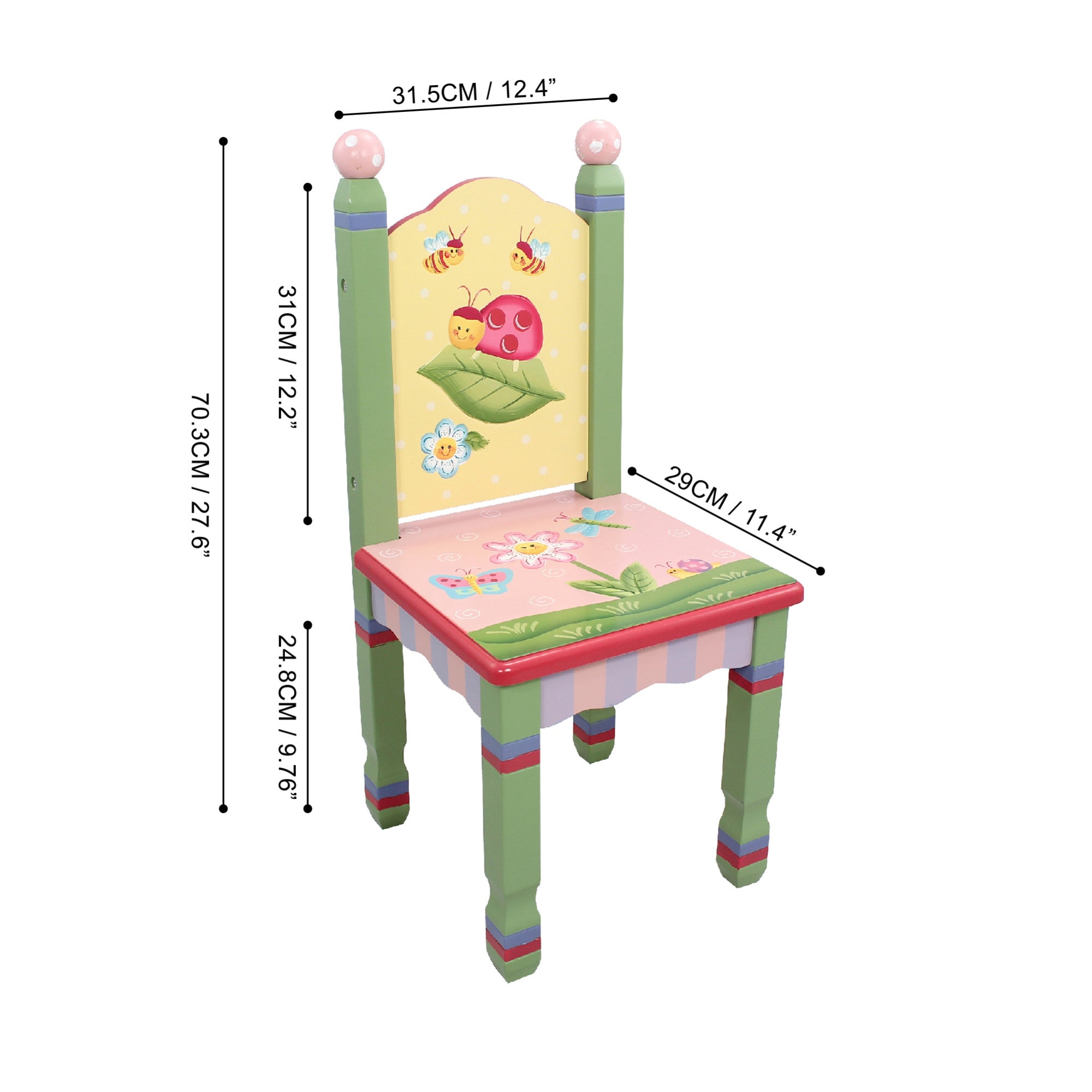 Fantasy Fields Kids Painted Wooden Magic Garden Table with 2 Chairs, Multicolor
