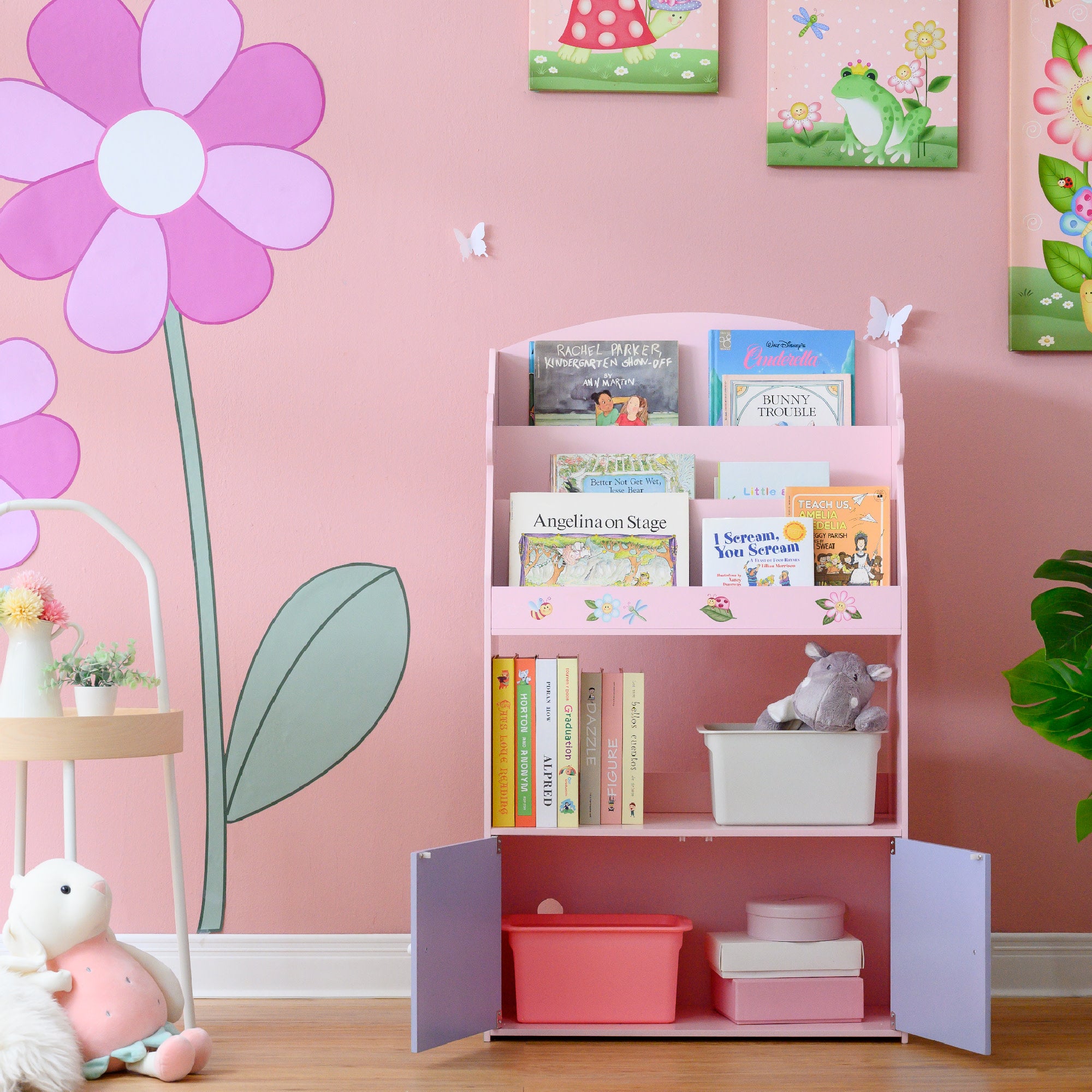 Fantasy Fields Magic Garden Kids 3-Tier Wooden Bookshelf with Storage, Multicolor