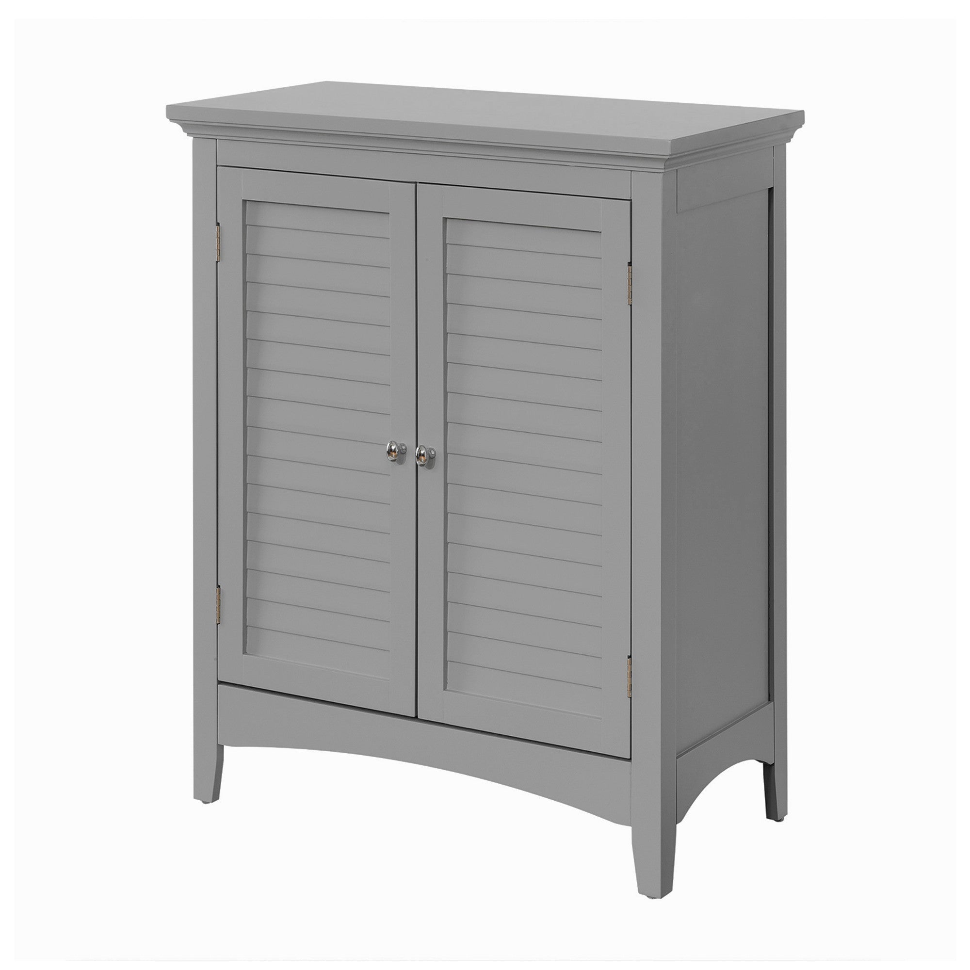 Teamson Home Glancy Wooden Floor Cabinet with Shutter Doors and Adjustable Shelves, Gray