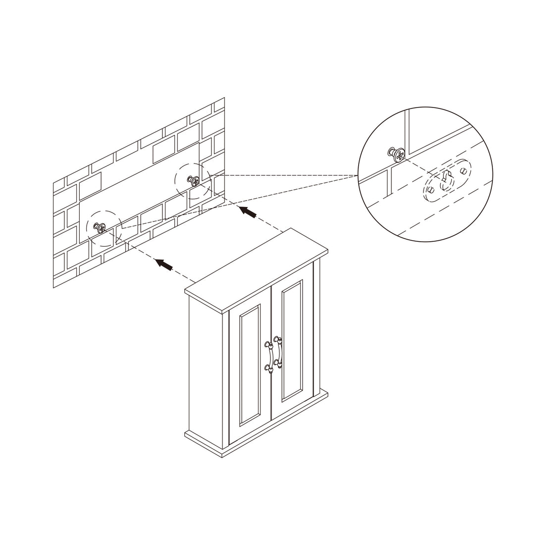 Drawing of instructions for temporary installation of  cabinet