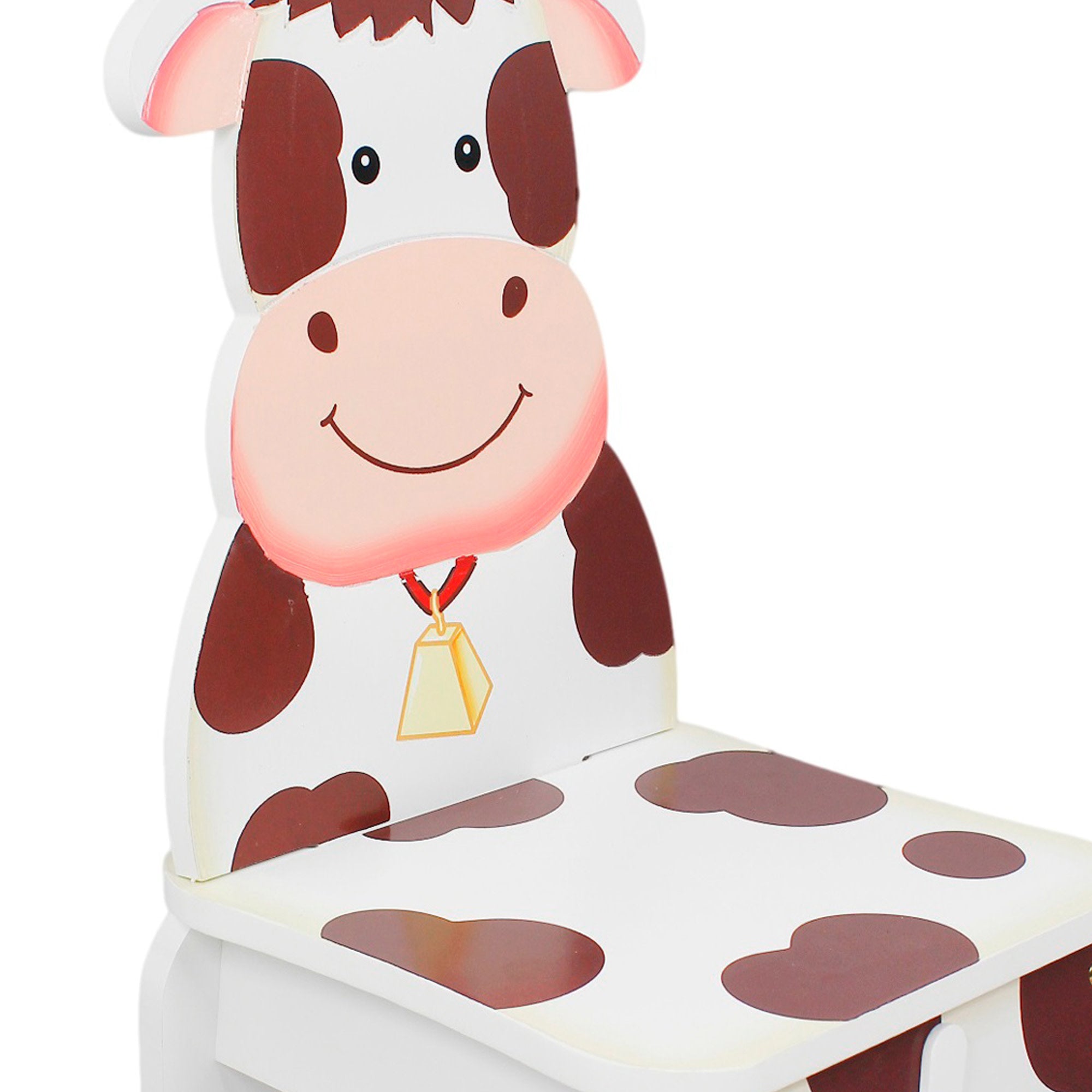 Fantasy Fields Toy Furniture Happy Farm Painted Child-Sized Cow Chair, White/Brown