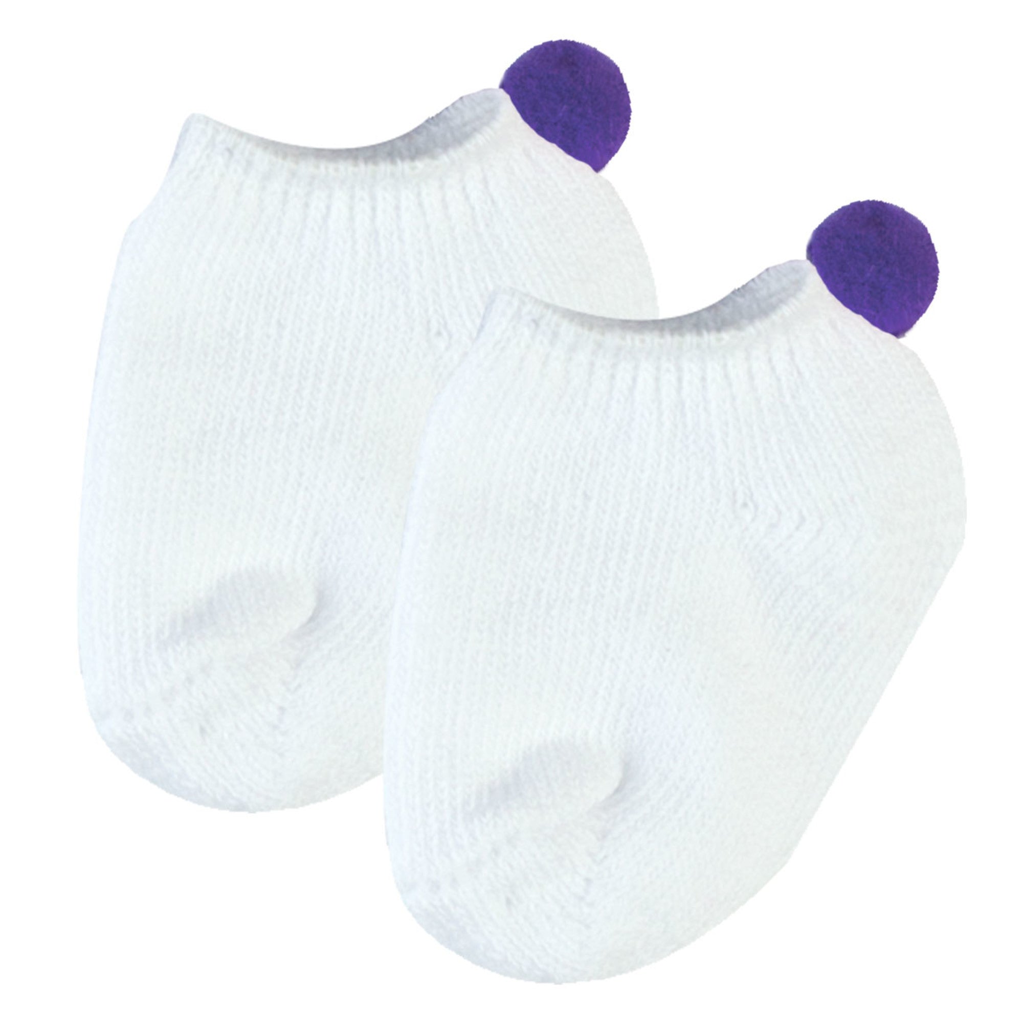 Sophia’s Mix & Match Wardrobe Essentials Basic Solid-Colored Ankle Socks with Pom-Poms for 18” Dolls, White/Purple