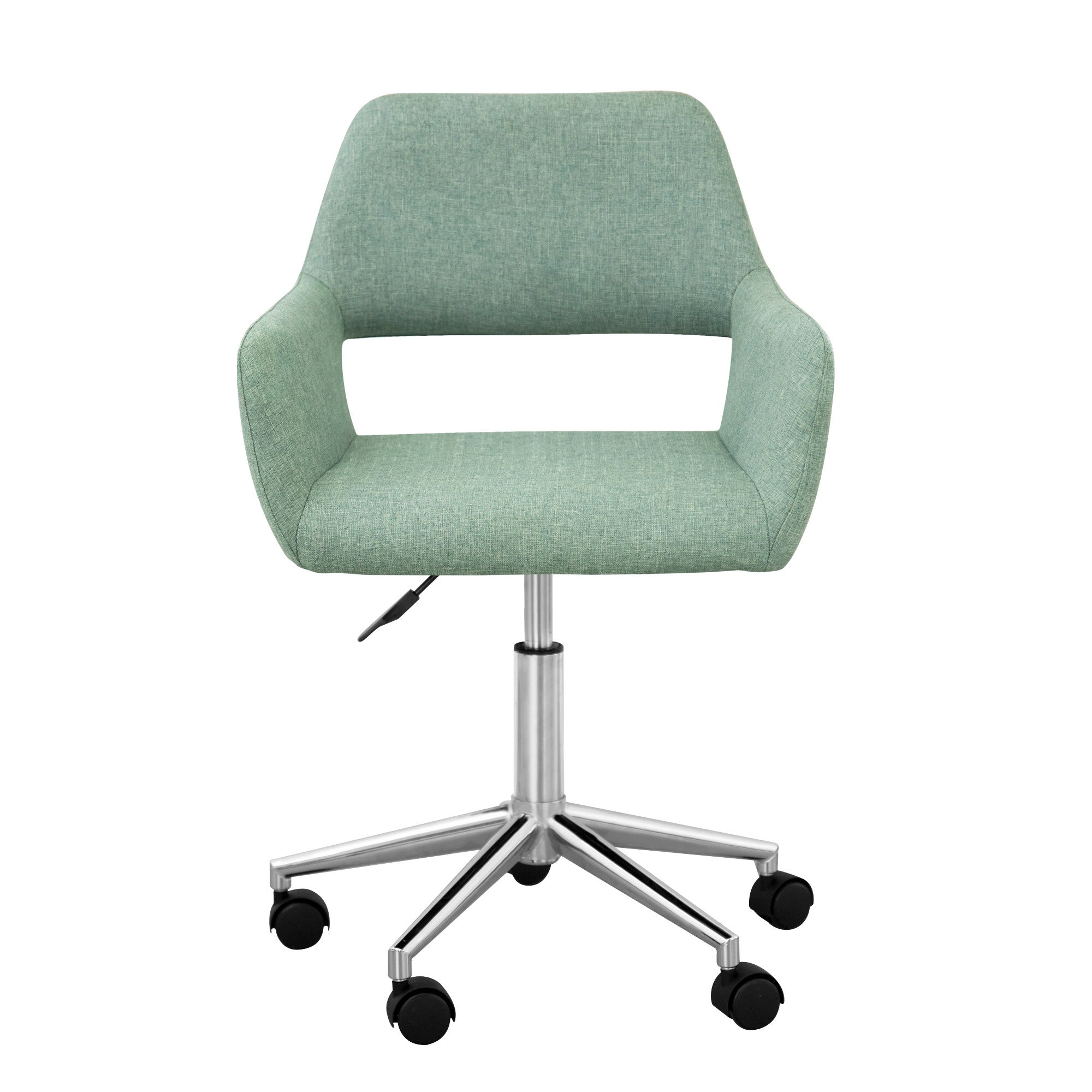 Teamson Home Modern Fabric Office Chair with Adjustable Ergonomic Seat, Swivel Base, and Wheels, Mint/Chrome