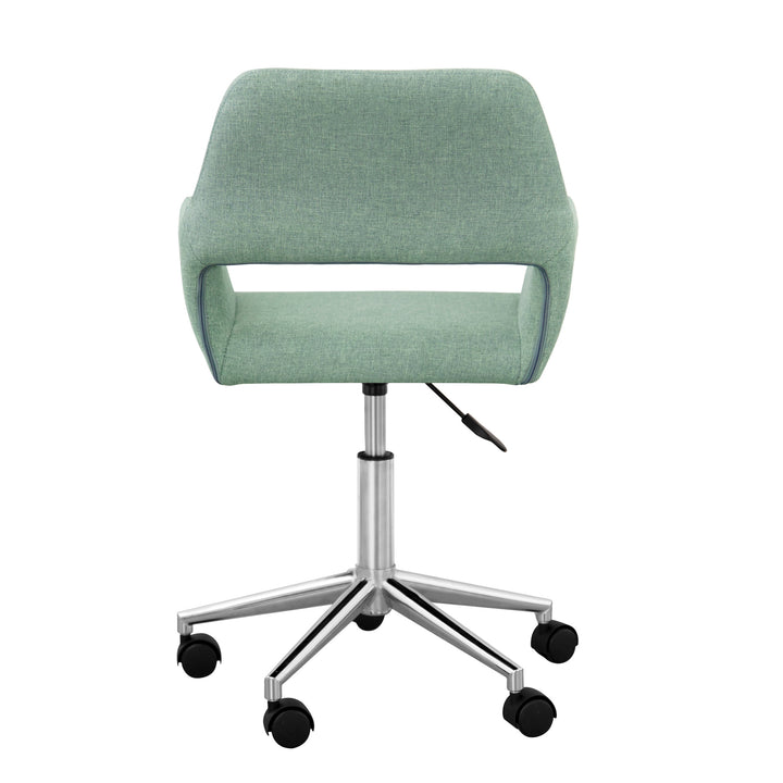 A view of the lever to adjust the height on the Teamson Home Modern Office Chair, Mint