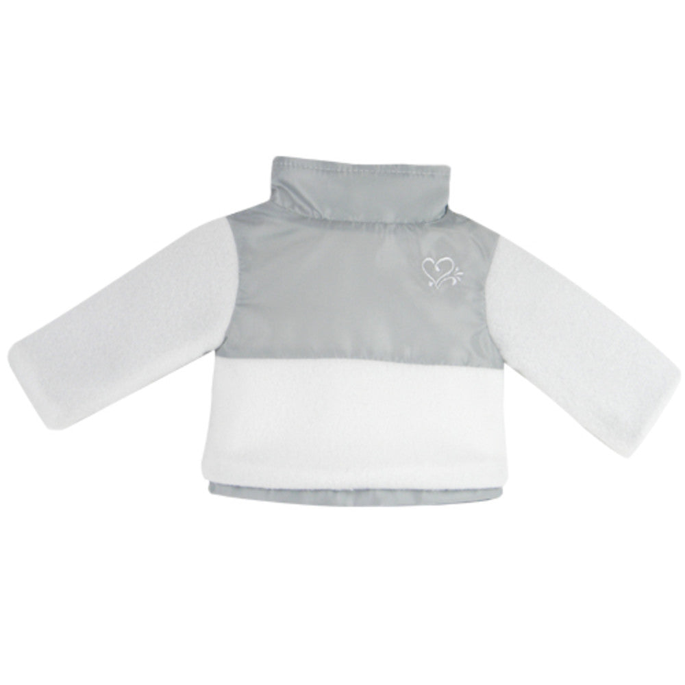 Sophia’s Super-Cute Soft Fleece & Metallic Nylon Two-Tone Seasonal Winter Ski Jacket for 18” Dolls, White/Silver