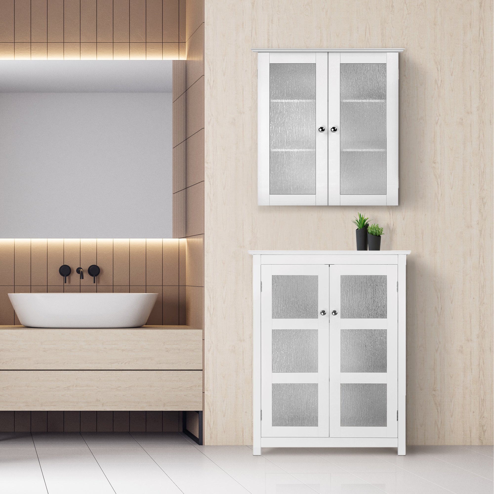 Teamson Home Connor 2 Door Floor Cabinet with 3 Shelves, White
