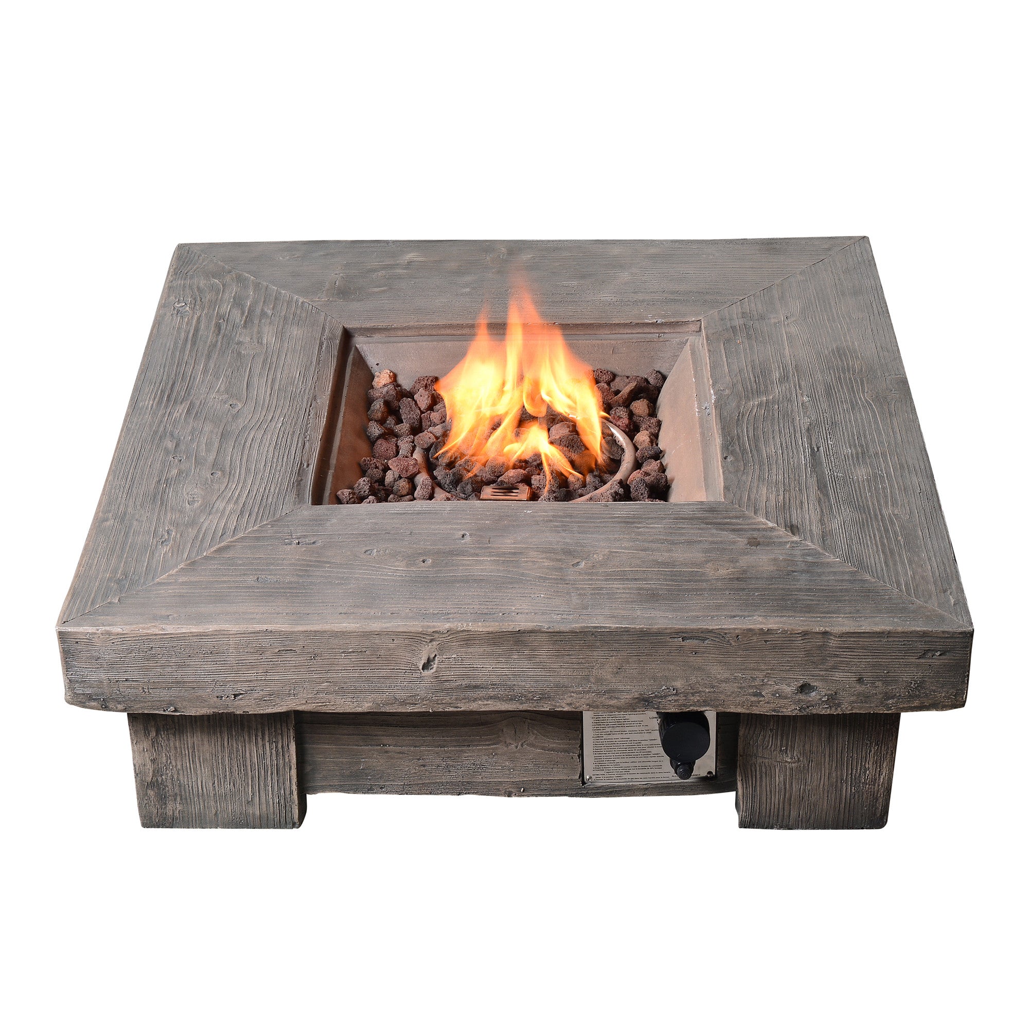 Teamson Home 35" Square Retro Wood Look Gas Fire Pit