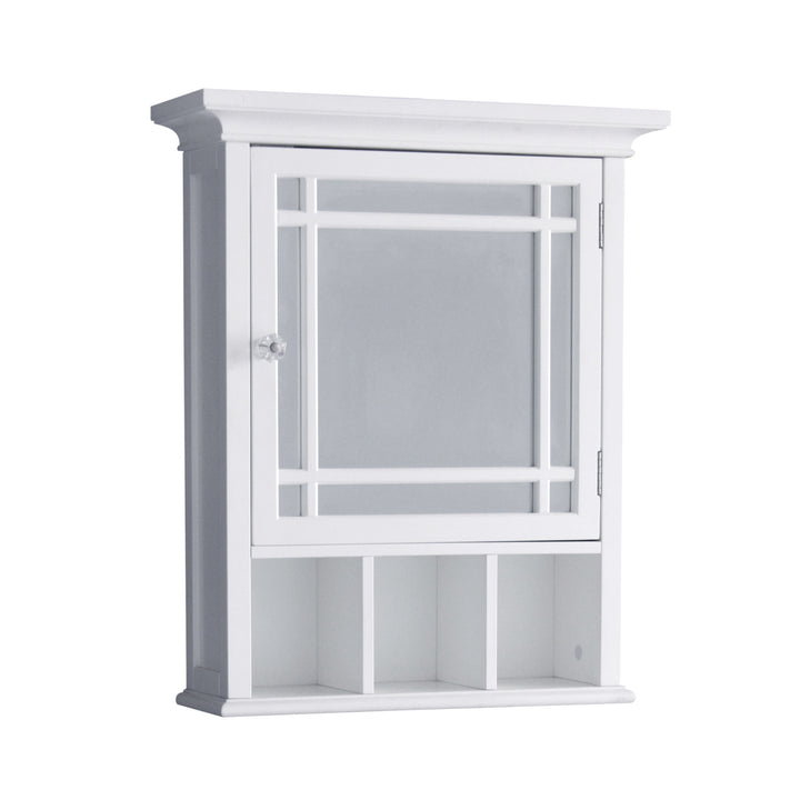 White Teamson Home Neal Removable Mirrored Medicine Cabinet with open shelving