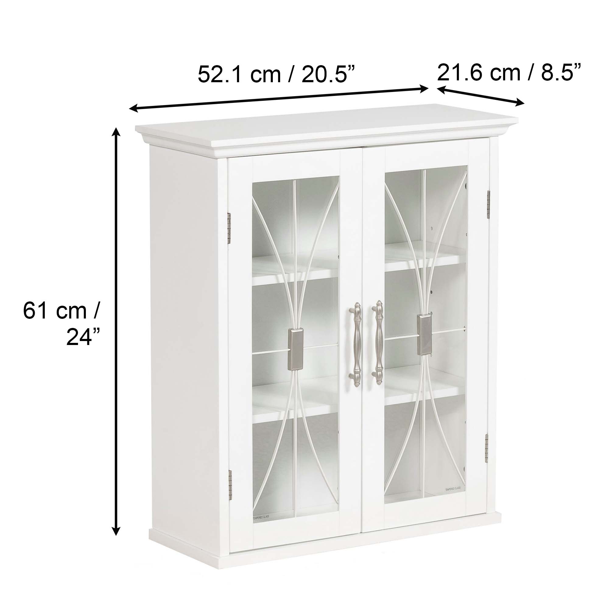 Teamson Home Delaney Removable Wooden Wall Cabinet with 2 Doors, White