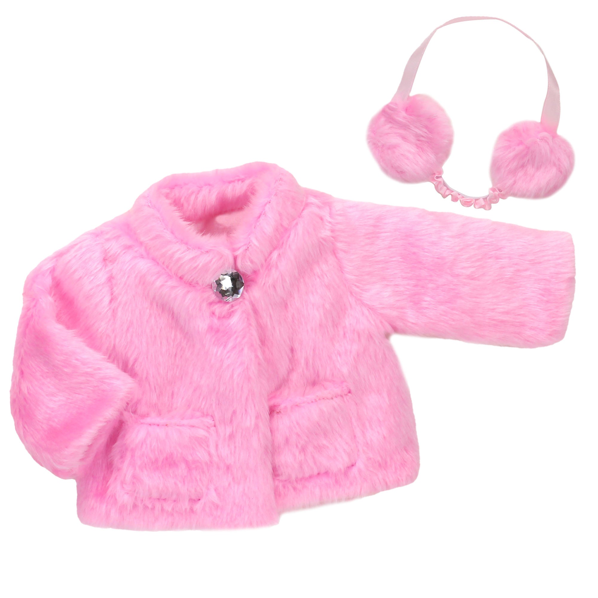 Sophia’s Pink faux fur Coat and Earmuff Headband Set for 18" Dolls