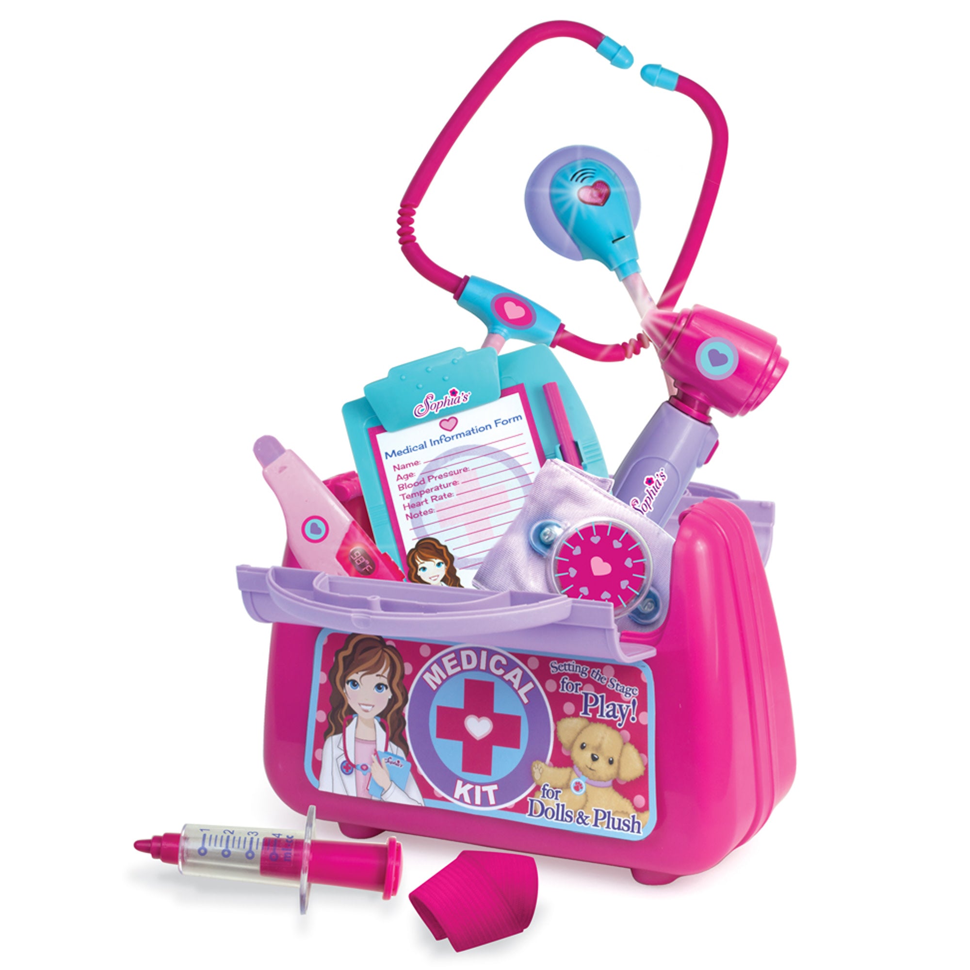 Sophia's - 18" Doll - Medical Kit for Dolls & Plush in Closed Color Box - Pink