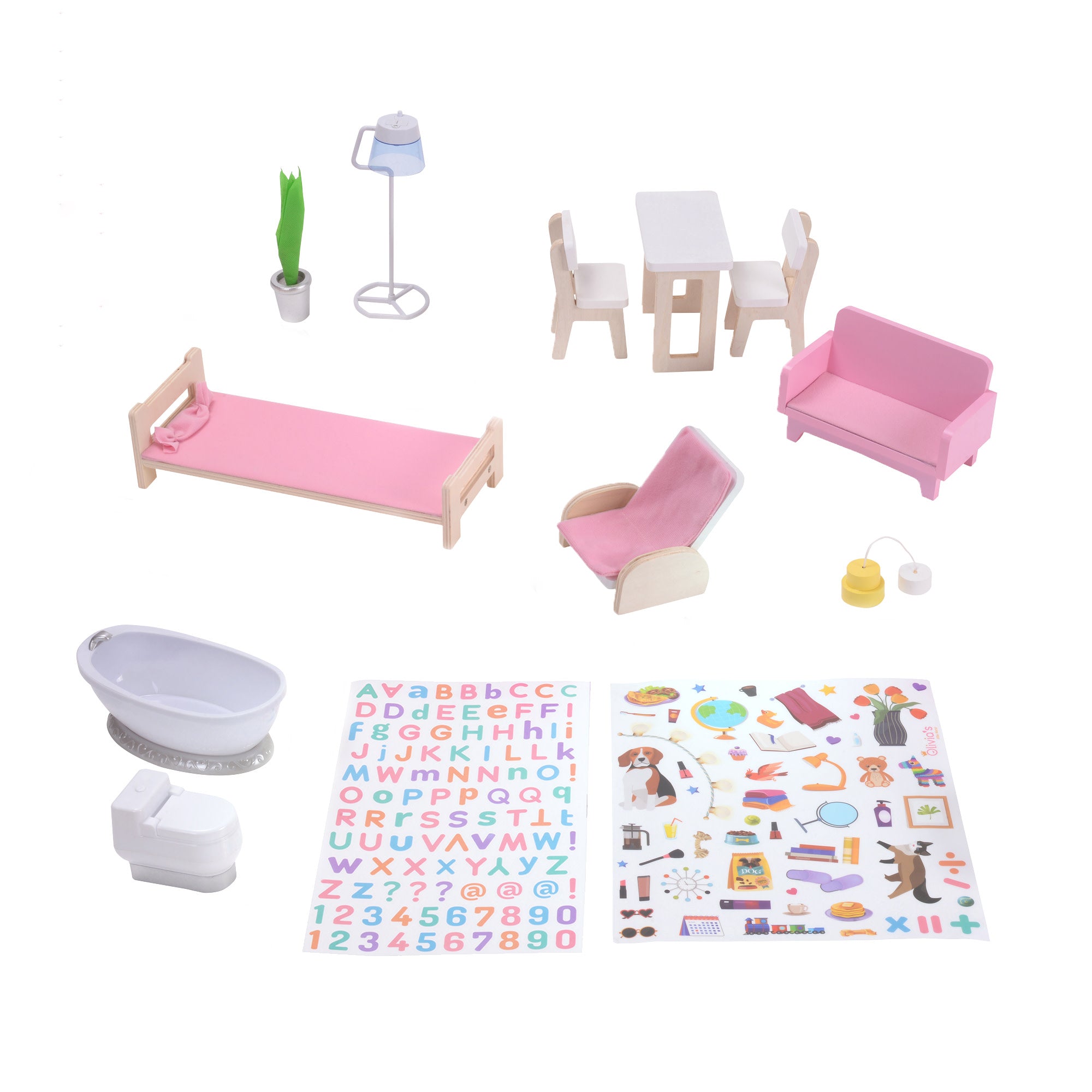 Olivia's Little World - Dreamland 3 side open Farmhouse Doll House - Muti-color