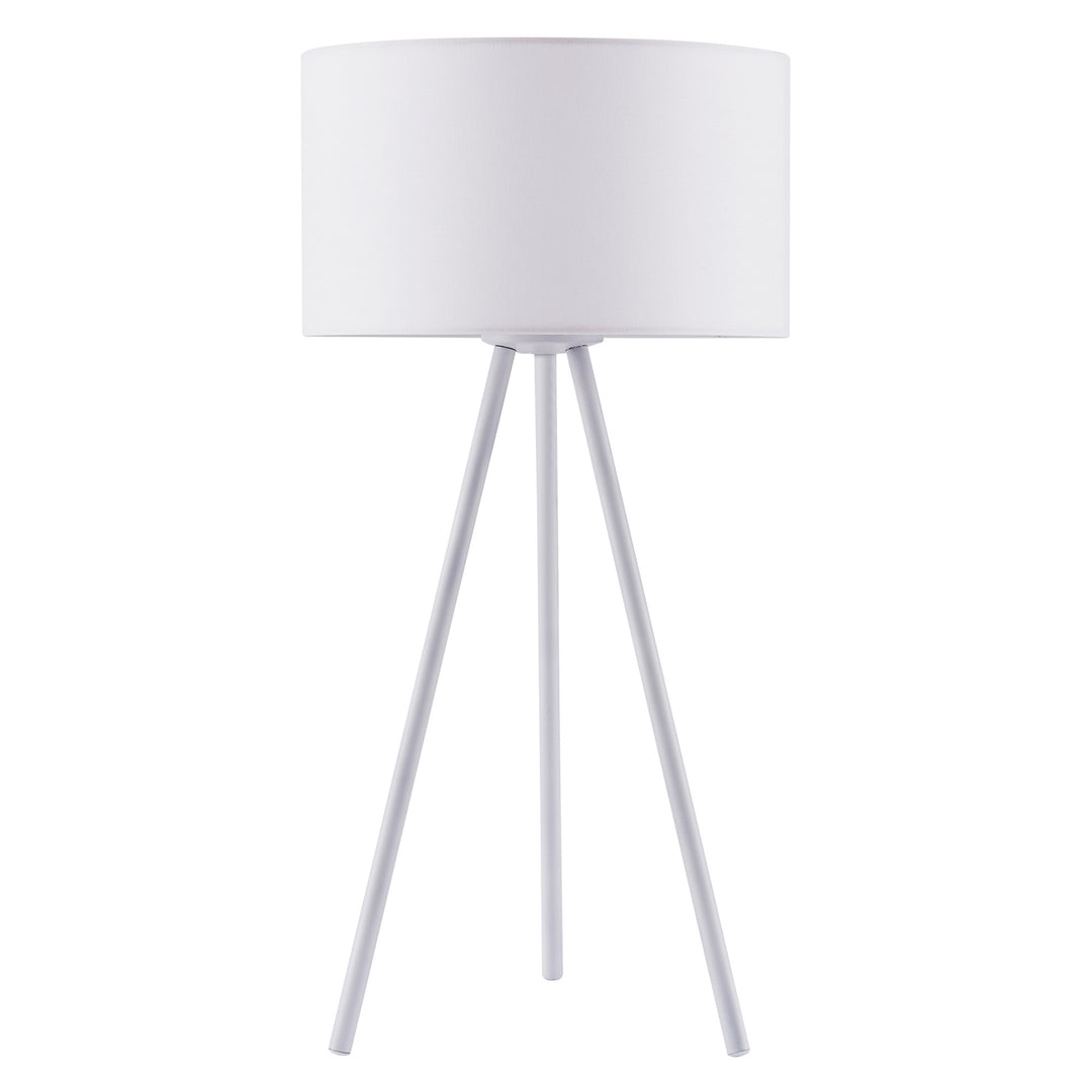 Teamson Home 19.7" Eli Tripod Table Lamp with Drum Shade, White