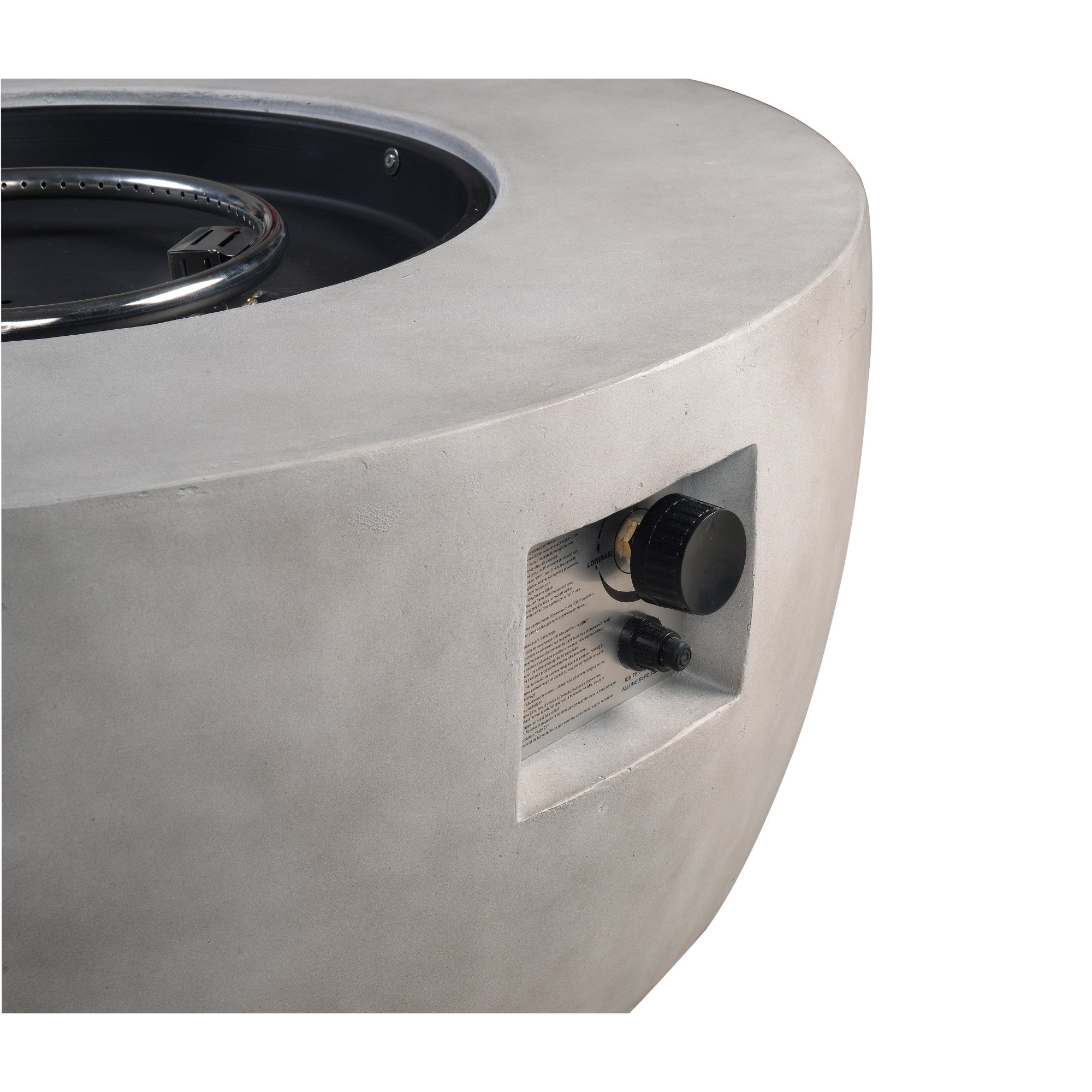 Teamson Home 36" Outdoor Round Propane Gas Fire Pit with Faux Concrete Base, Gray