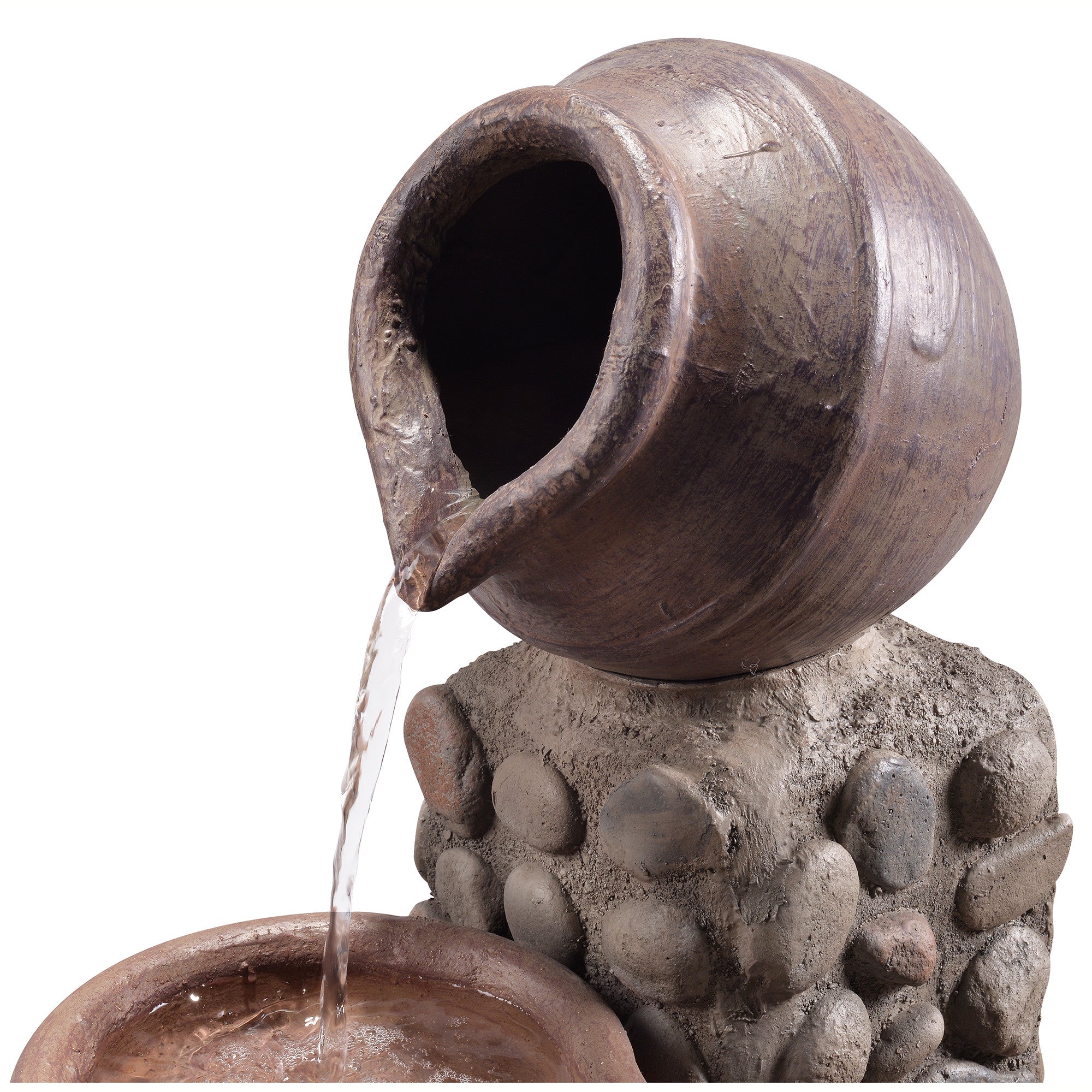 Teamson Home Outdoor Cascading Stacked Pot Waterfall Fountain, Gray