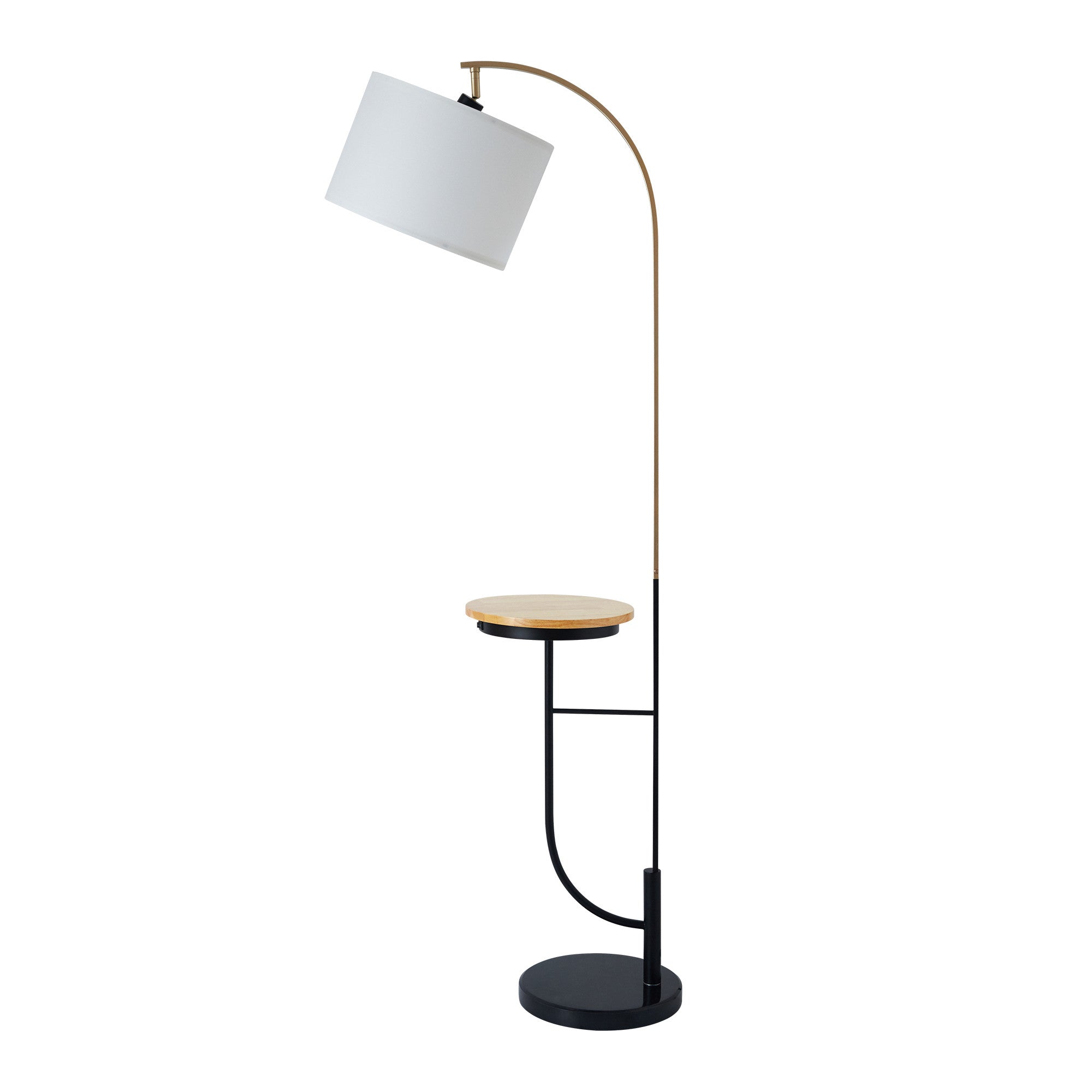 Teamson Home Danna Arc 65" Floor Lamp with Table and USB Port, White