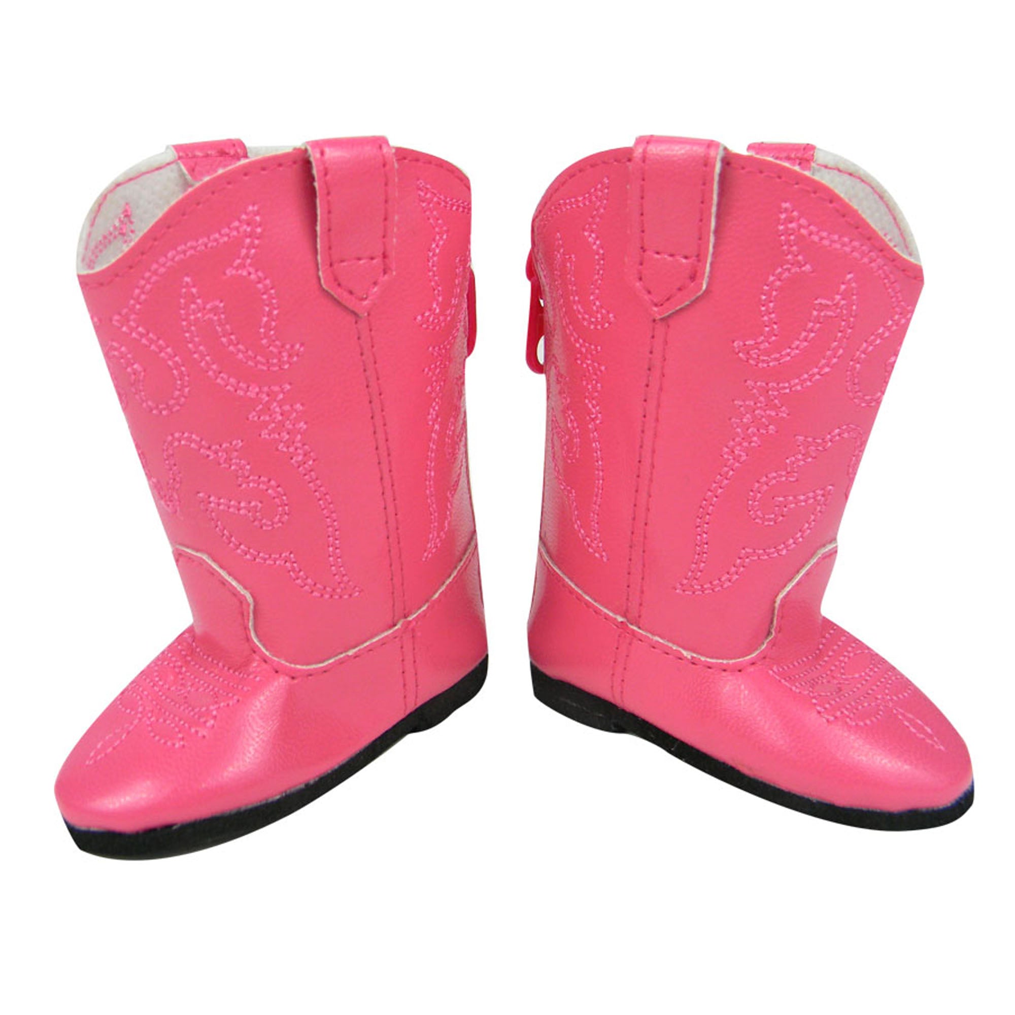 Sophia’s Super-Cute Western Faux Leather Cowboy Boots with Traditional Embroidered Details and Zip-Up Back for 18” Dolls, Hot Pink